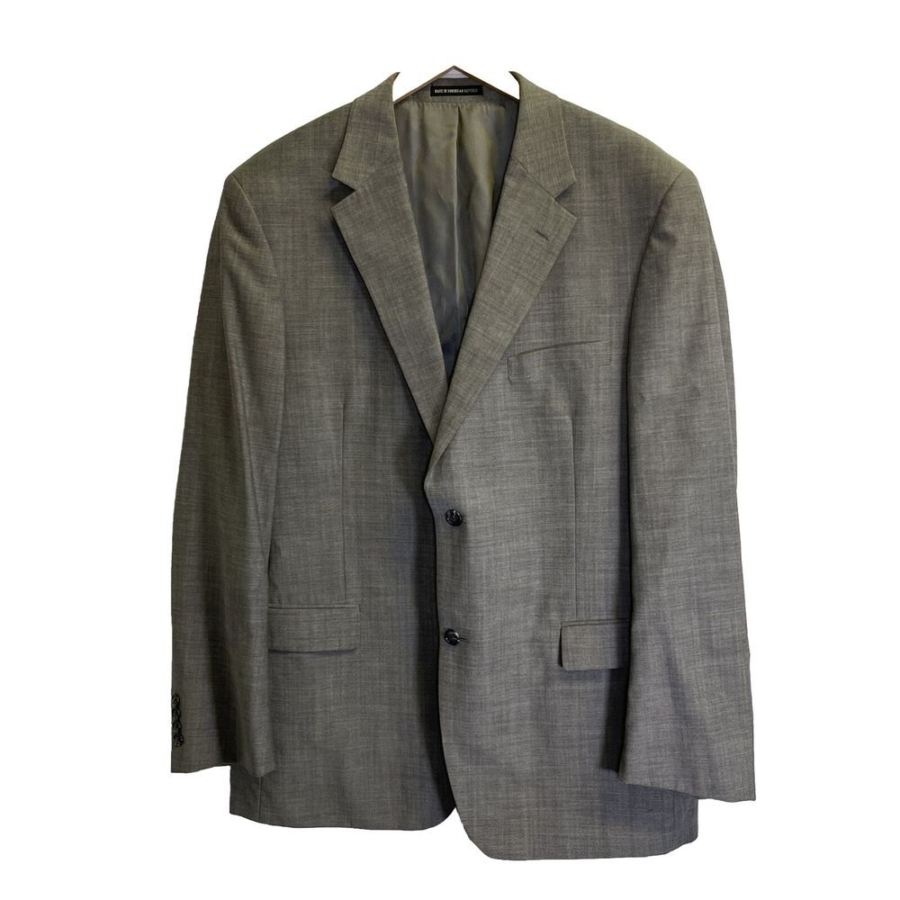 Andrew Fezza Men's 46L Sport Coat‎ Blazer Grey Worsted  Wool Jacket